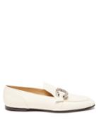 Ladies Shoes Jimmy Choo - Mani Crystal-embellished Leather Loafers - Womens - White