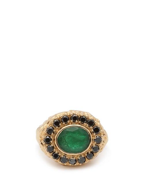 Matchesfashion.com Jade Jagger - Skull Emerald, Diamond & 18kt Gold Ring - Womens - Green