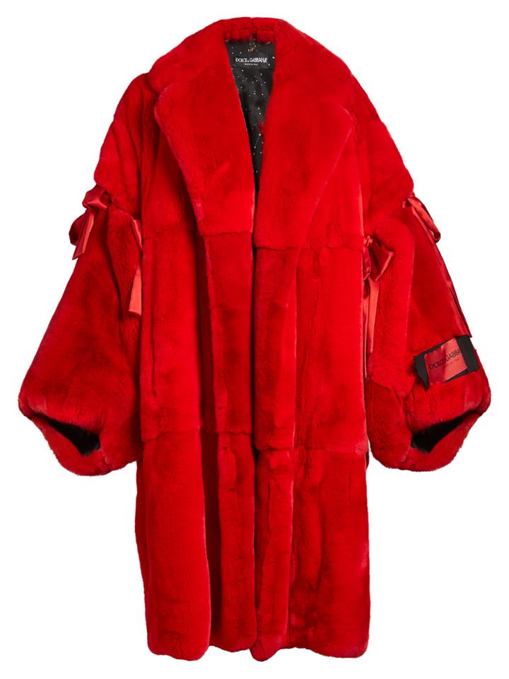 Dolce & Gabbana Bow-embellished Fur Coat