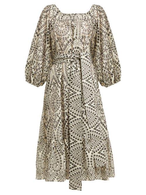 Matchesfashion.com Lisa Marie Fernandez - Laure Broderie Anglaise Cotton Dress - Womens - White Black