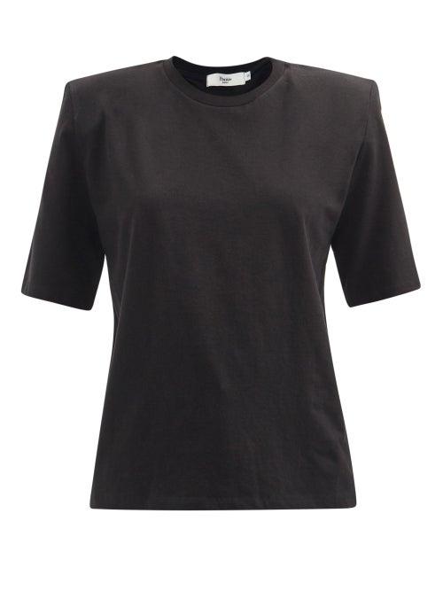 Ladies Rtw The Frankie Shop - Carrington Padded-shoulder Organic-cotton T-shirt - Womens - Black
