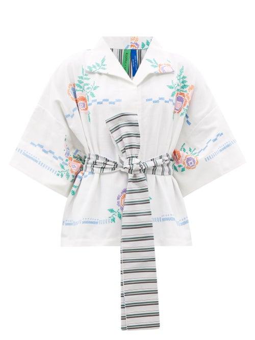 Ladies Rtw Rianna + Nina - Kendima Vintage Floral-stitched Cotton Blouse - Womens - Multi