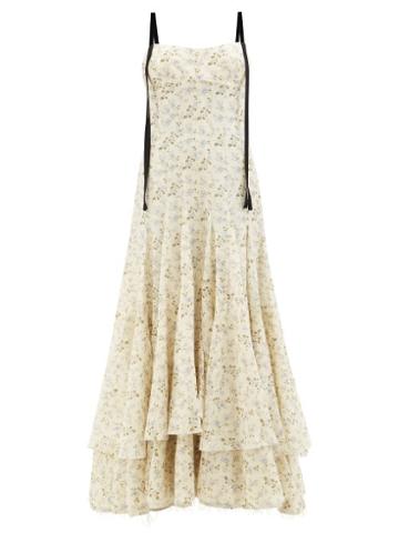 Brock Collection - Terrie Floral-print Linen-blend Voile Dress - Womens - White