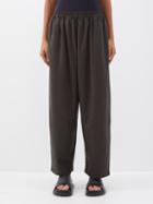 Eskandar - Wool-flannel Relaxed-leg Trousers - Womens - Dark Green