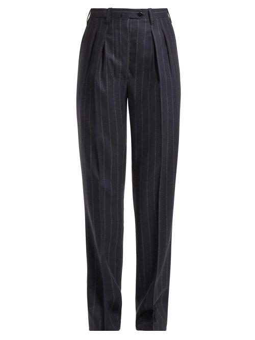 Matchesfashion.com Giuliva Heritage Collection - Husband Pinstriped Wool Trousers - Womens - Navy Multi