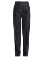Matchesfashion.com Giuliva Heritage Collection - Husband Pinstriped Wool Trousers - Womens - Navy Multi