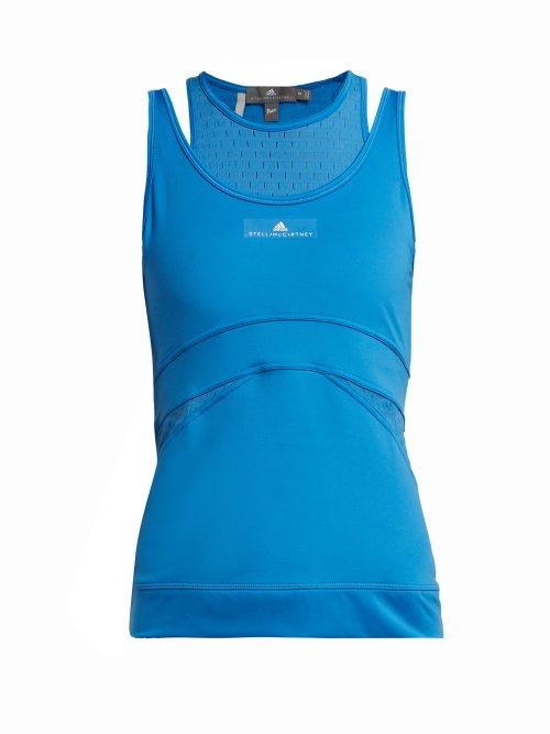 Matchesfashion.com Adidas By Stella Mccartney - Racer Back Performance Tank Top - Womens - Light Blue
