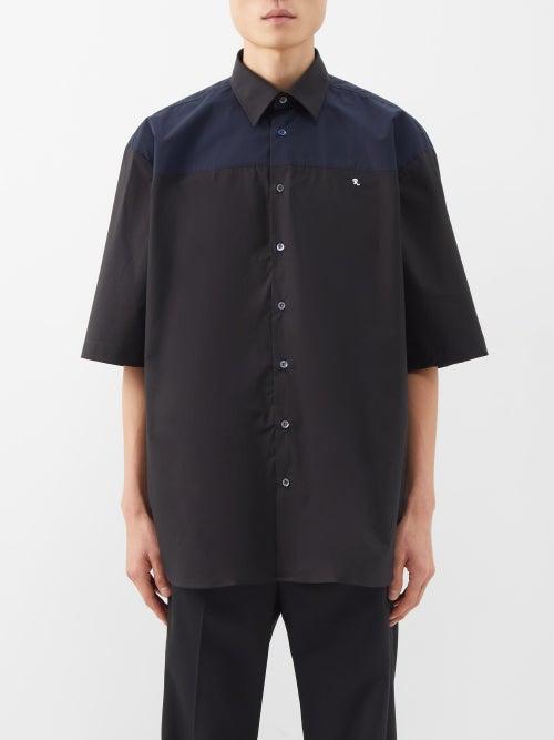 Raf Simons - Bi-colour Cotton-poplin Shirt - Mens - Black
