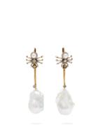 Matchesfashion.com Alexander Mcqueen - Spider Crystal And Pearl Embellished Drop Earrings - Womens - Pearl