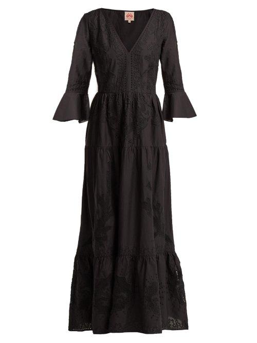 Matchesfashion.com Le Sirenuse, Positano - Bella Broderie Anglaise Cotton Dress - Womens - Black