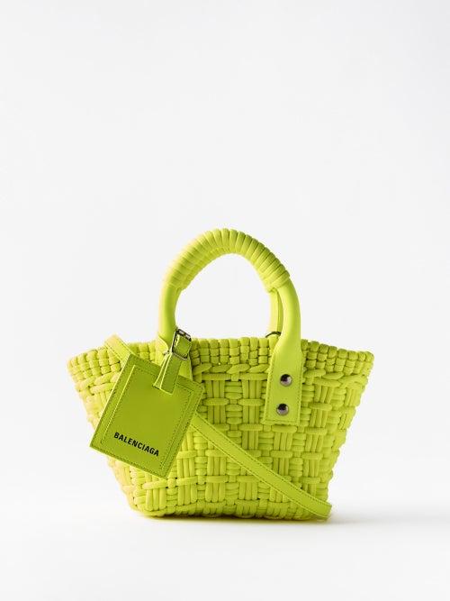 Balenciaga - Bistro Xxs Woven Faux-leather Basket Bag - Womens - Yellow Black