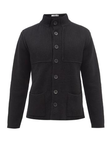 Inis Mein - High-neck Merino-wool Cardigan - Mens - Black