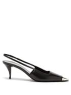 Ladies Shoes Saint Laurent - Blade Square-toe Leather Slingback Pumps - Womens - Black