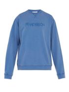 Matchesfashion.com Jw Anderson - Embroidered Logo Cotton Sweatshirt - Mens - Blue