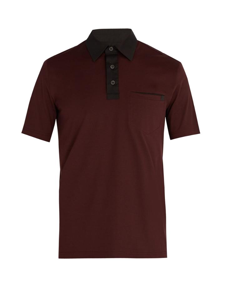 Prada Contrast-collar Cotton-blend Polo Shirt