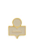 Matchesfashion.com Isabel Marant - Logo Embellished Gold Tone Brass Brooch - Womens - Ecru