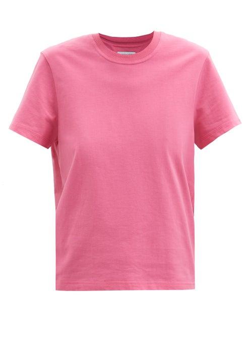 Bottega Veneta - Sunrise Logo-embroidered Cotton-jersey T-shirt - Womens - Pink