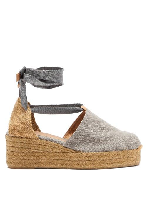 Matchesfashion.com Castaer - Campesina 60 Canvas & Jute Platform Espadrilles - Womens - Khaki