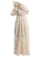 Self-portrait One-shoulder Polka-dot Print Dress
