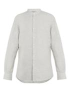 Zegna Sartorial Grandad-collar Checked Cotton-blend Shirt