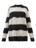 Matchesfashion.com Acne Studios - Kantonia Distressed Stripe Knitted Sweater - Womens - Black Grey