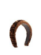 Matchesfashion.com Fendi - Ff Logo Shearling Headband - Womens - Brown