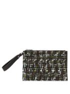 Matchesfashion.com Fendi - Ff And Camouflage-print Pouch - Mens - Green Multi