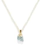 Crystal Haze - Diva Aquamarine, Pearl & 18kt Gold-plated Necklace - Womens - Light Blue