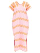 Pippa Holt - Embroidered Cotton Kaftan - Womens - Pink Orange