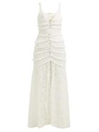 Matchesfashion.com Alessandra Rich - Lace Cotton Blend Dress - Womens - Ivory
