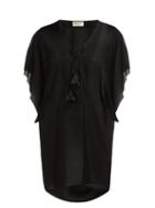 Matchesfashion.com Saint Laurent - Laced Crepe Mini Dress - Womens - Black
