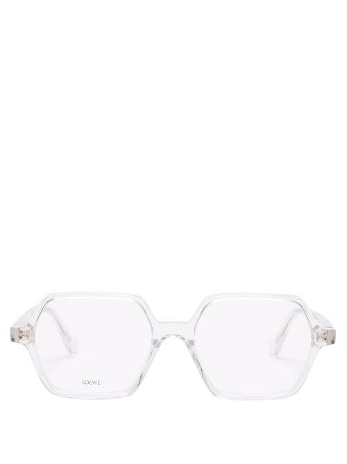 Matchesfashion.com Loewe - Octagonal Transparent-acetate Glasses - Womens - Clear