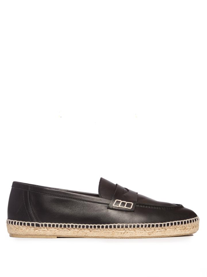 Loewe Foldable-heel Leather Espadrille Loafers