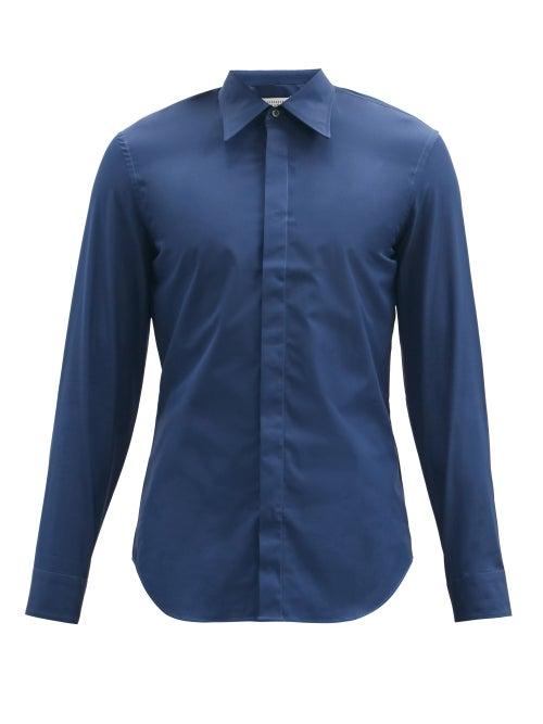 Matchesfashion.com Maison Margiela - Cotton-poplin Shirt - Mens - Navy