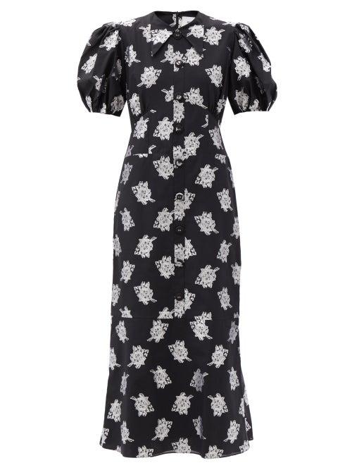 Matchesfashion.com Erdem - Antonetta Floral Fil-coup Jacquard Dress - Womens - Black Multi