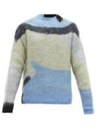 Matchesfashion.com Ambush - Abstract Jacquard Mohair Blend Sweater - Mens - Blue Multi