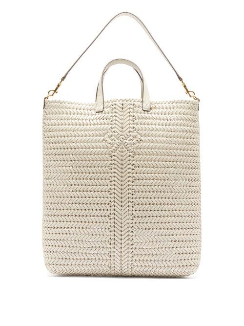 Matchesfashion.com Anya Hindmarch - Neeson Woven-leather Tote Bag - Womens - Cream