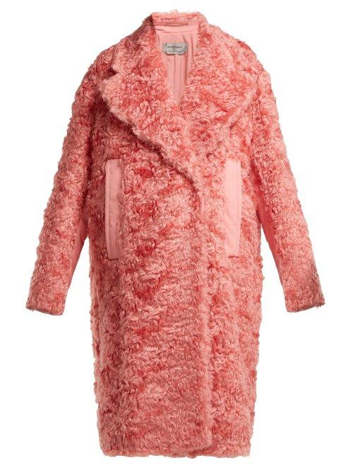 Matchesfashion.com Sportmax - Sella Mohair Blend Shearling Effect Coat - Womens - Pink