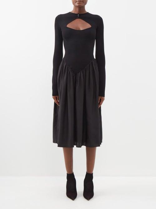Stella Mccartney - Cutout Jersey And Silk Dress - Womens - Black