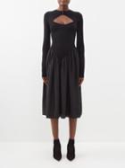 Stella Mccartney - Cutout Jersey And Silk Dress - Womens - Black