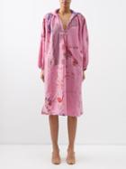 By Walid - Valerie Floral-print Midi Dress - Womens - Pink