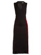 Matchesfashion.com Alexander Mcqueen - Striped Wool Midi Dress - Womens - Black Red