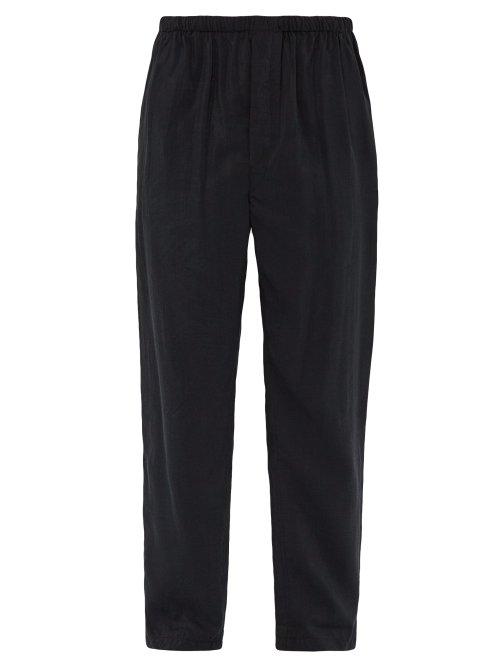 Matchesfashion.com Lemaire - Washed Silk Blend Trousers - Mens - Navy
