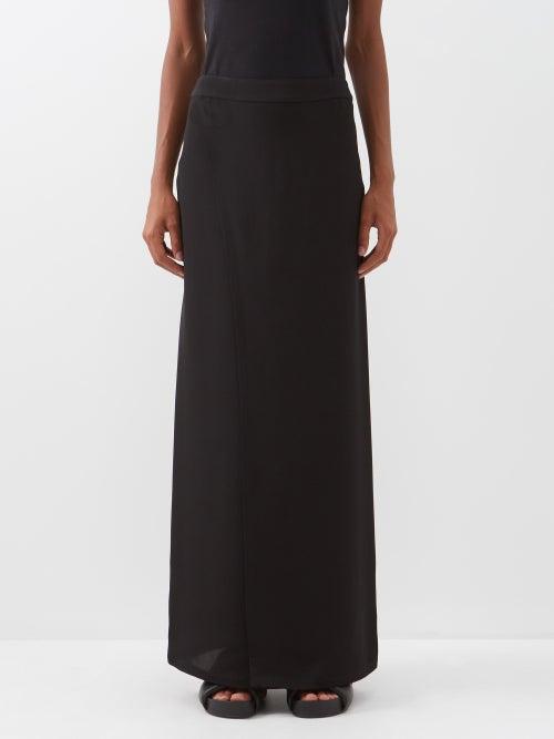 Raey - Wrap Split Silk Maxi Skirt - Womens - Black