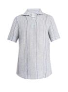 Finamore Palma Striped Spread-collar Linen Shirt