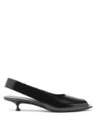 The Row - Sharp Kitten-heel Leather Slingback Sandals - Womens - Black