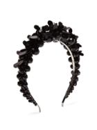 Matchesfashion.com Simone Rocha - Floral Crystal Bead Headband - Womens - Black