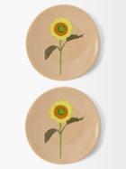 Bernadette - Set Of Two Sunflower Stoneware Side Plates - Womens - Beige Multi