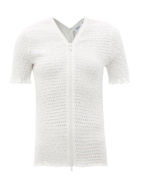 Proenza Schouler White Label - Zip-front Broderie-anglaise Cotton Top - Womens - White