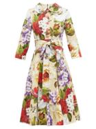 Matchesfashion.com Dolce & Gabbana - Peter Pan-collar Floral-print Cotton Dress - Womens - Beige Print